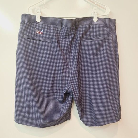Peter Millar Shorts Blue Checkered Sz 38 - Picture 3 of 8